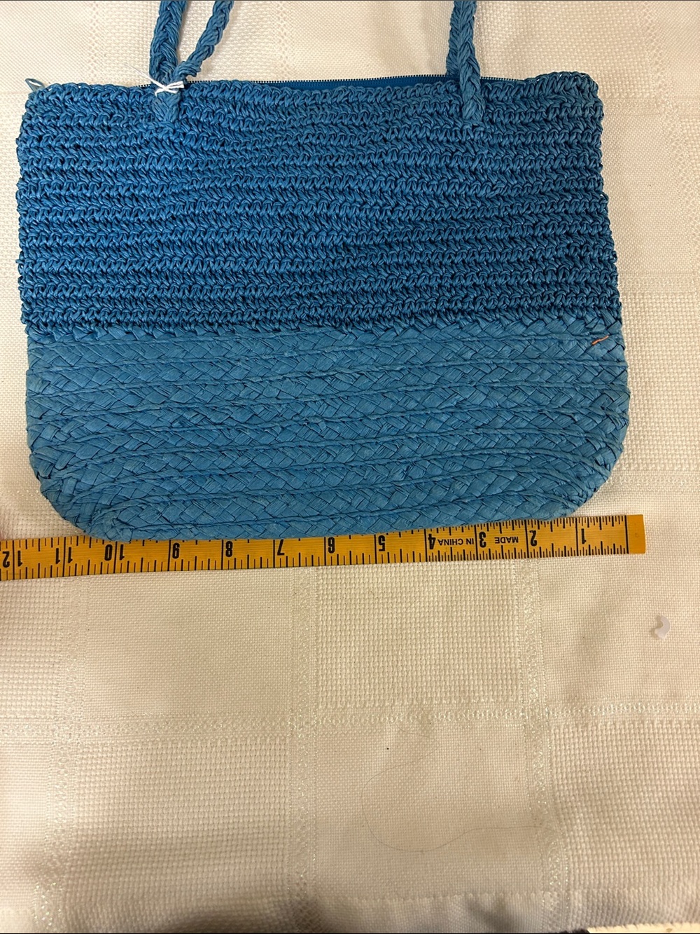 Blue Woven Shoulder Tote Bag by image 4